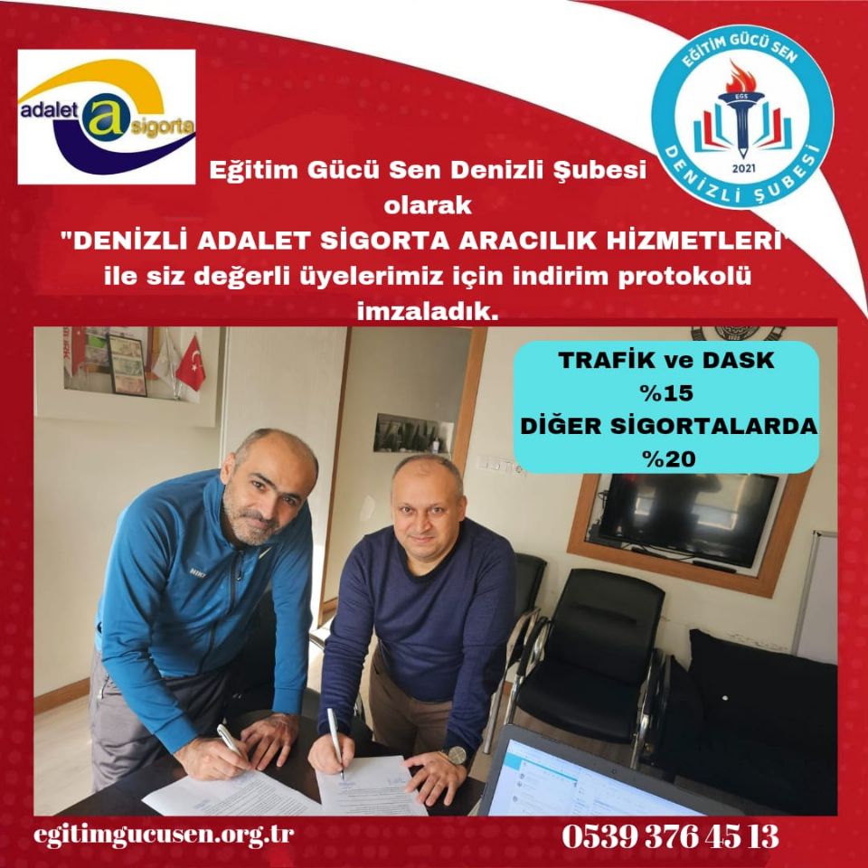 Adalet Sigorta Ve Aracılık Hizmetleri Ltd. Şti. İle İndirim Protokolü İmzaladık Adalet Sigorta Ve Aracılık Hizmetleri Ltd. Şti. İle İndirim Protokolü İmzaladık