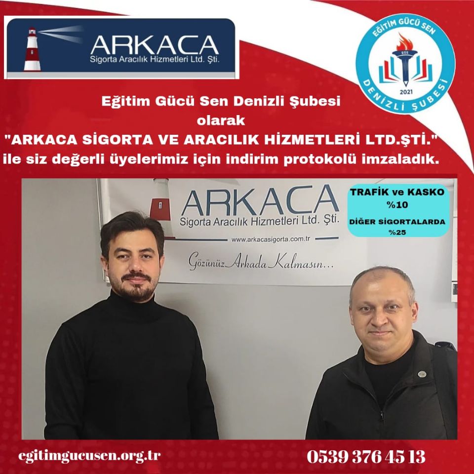 Arkaca Sigorta Ve Aracılık Hizmetleri Ltd. Şti İle İndirim Protokolu İmzaladık