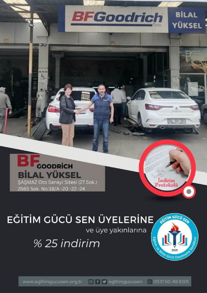 Bilal Yüksel Otomotiv İle Üyelerimize Özel İndirim Anlaşması Yaptık