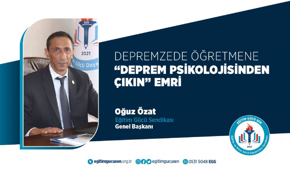 Depremzede Öğretmene Deprem Psikolojisinden Çıkın Emri