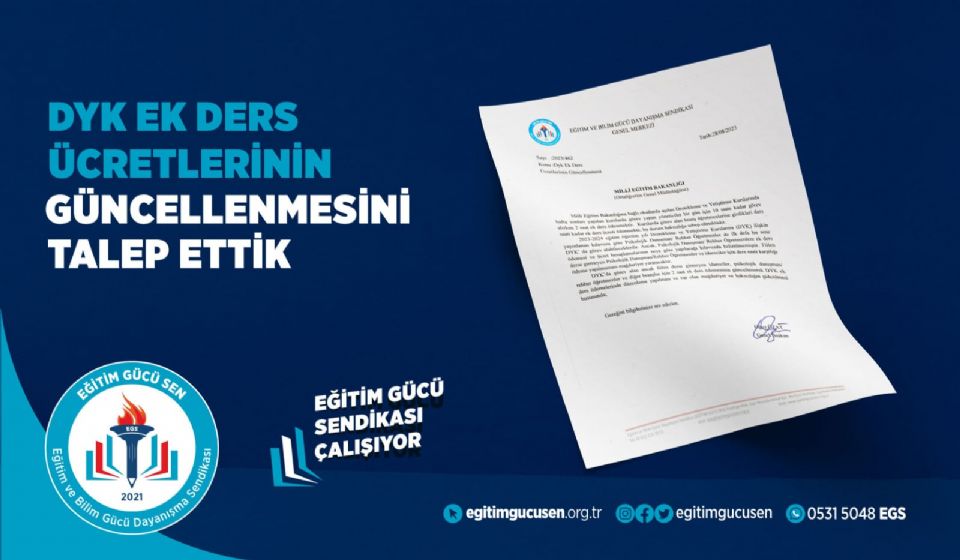 DYK EK DERS ÜCRETLERİNİN GÜNCELLENMESİNİ TALEP ETTİK