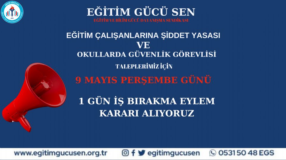 Eğitim Çalışanlarına Yapılan Şiddete Dur Demek İçin İş Bırakıyoruz