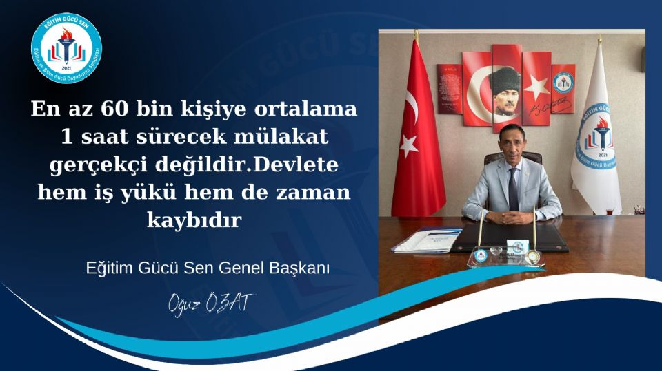 Eğitim Gücü Sendikasından Mülakata Çözüm Önerisi