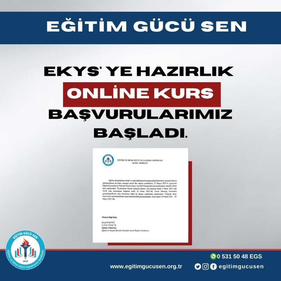 Ekys' Ye Hazırlık Online Kurs Başvurularımız Başladı