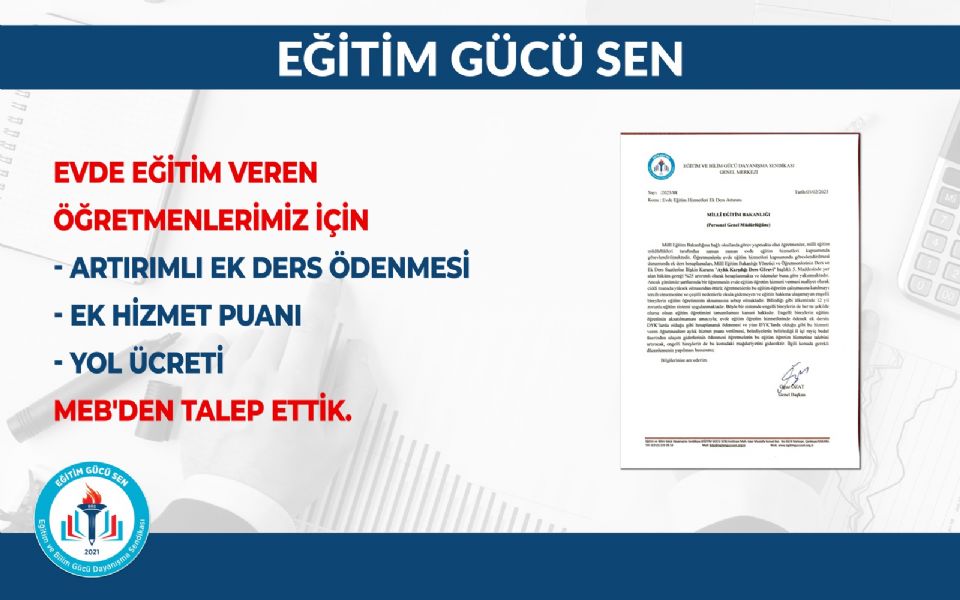 Evde Eğitim Veren Öğretmenlerimiz Taleplerini MEB'e İlettik