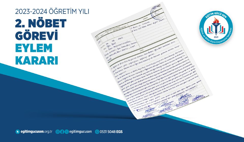 İkinci Nöbet Görevi  Eylem Kararı 2023-2024