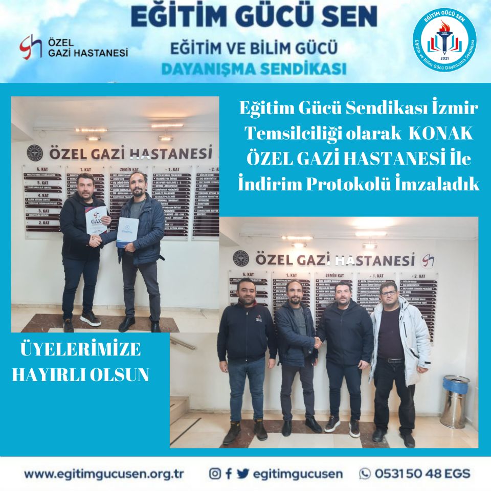 Konak Özel Gazi Hastanesi İle İndirim Protokolü İmzaladık Konak Özel Gazi Hastanesi İle İndirim Protokolü İmzaladık