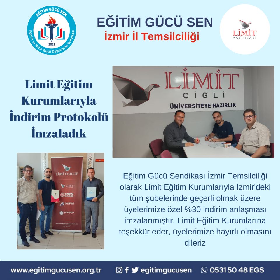 Limit Eğitim Kurumlarıyla İndirim Protokolü İmzaladık Limit Eğitim Kurumlarıyla İndirim Protokolü İmzaladık