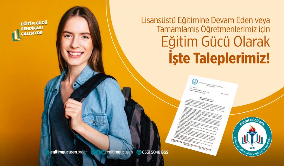 Lisansüstü Eğitimine Devam Eden veya Eğitimini Tamamlamış Öğretmenler İçin Taleplerimiz