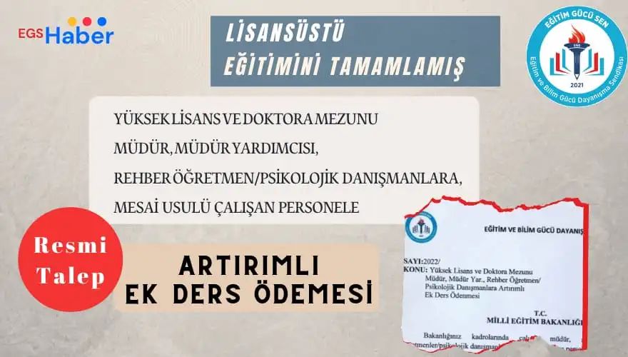 Mesai Usulü Çalışan Personele Artırımlı Ek Ders Ödemesi