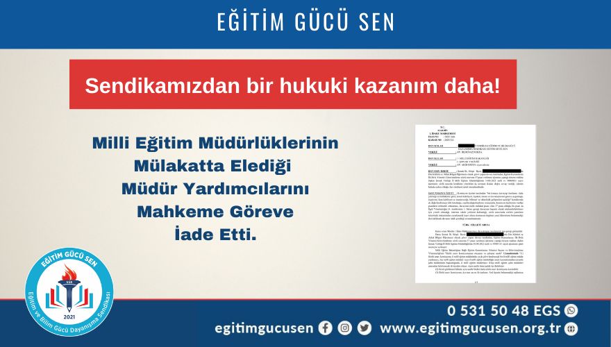 Milli Eğitim Müdürlüklerinin Mülakatta Elediği Müdür Yardımcılarını Mahkeme Göreve İade Etti.