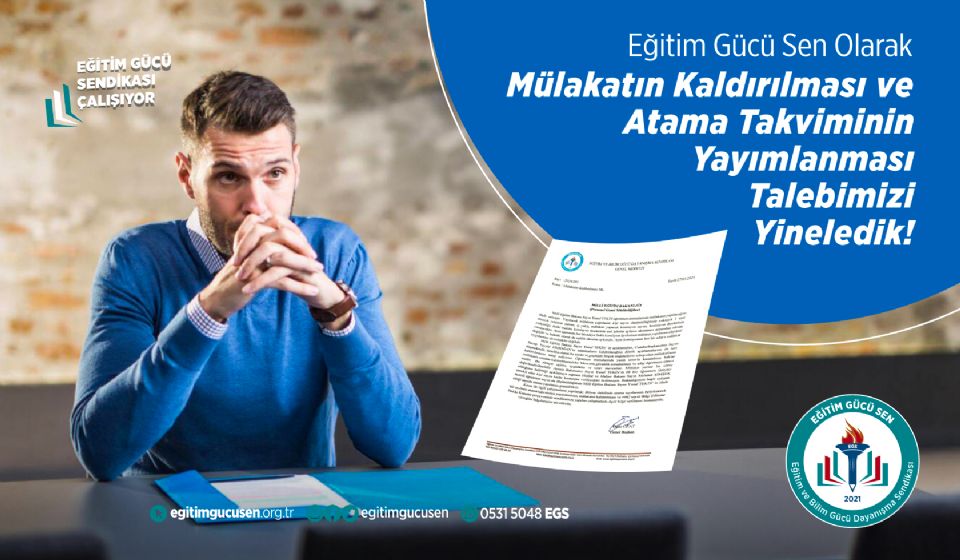 Mülakatın Kaldırılması Ve Atama Takviminin Yayımlanması Talebimizi Yineledik