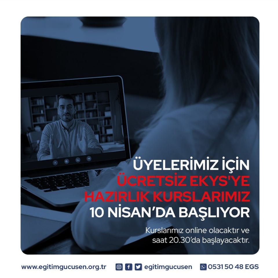 Online EKYS'ye  Kursumuz 10  Nisan'da Başlıyor