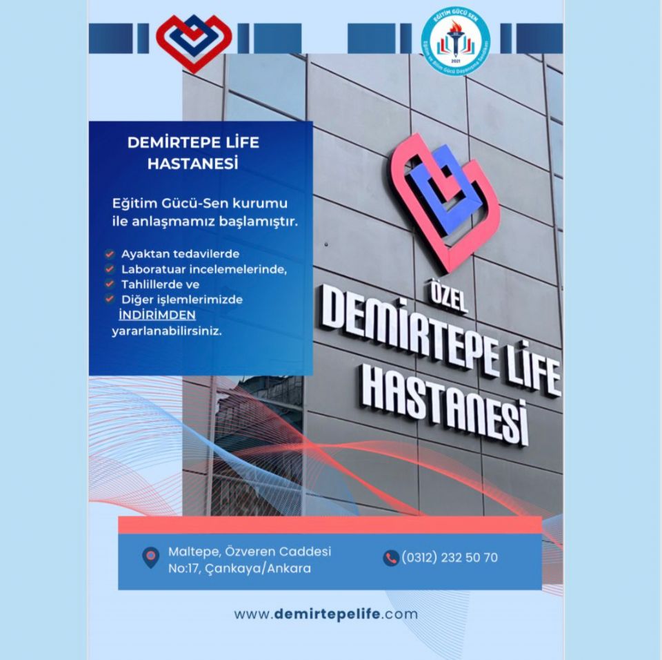 Özel Demirtepe Life Hastanesi İle Üyelerimize Özel İndirim Anlaşması Yaptık Özel Demirtepe Life Hastanesi İle Üyelerimize Özel İndirim Anlaşması Yaptık