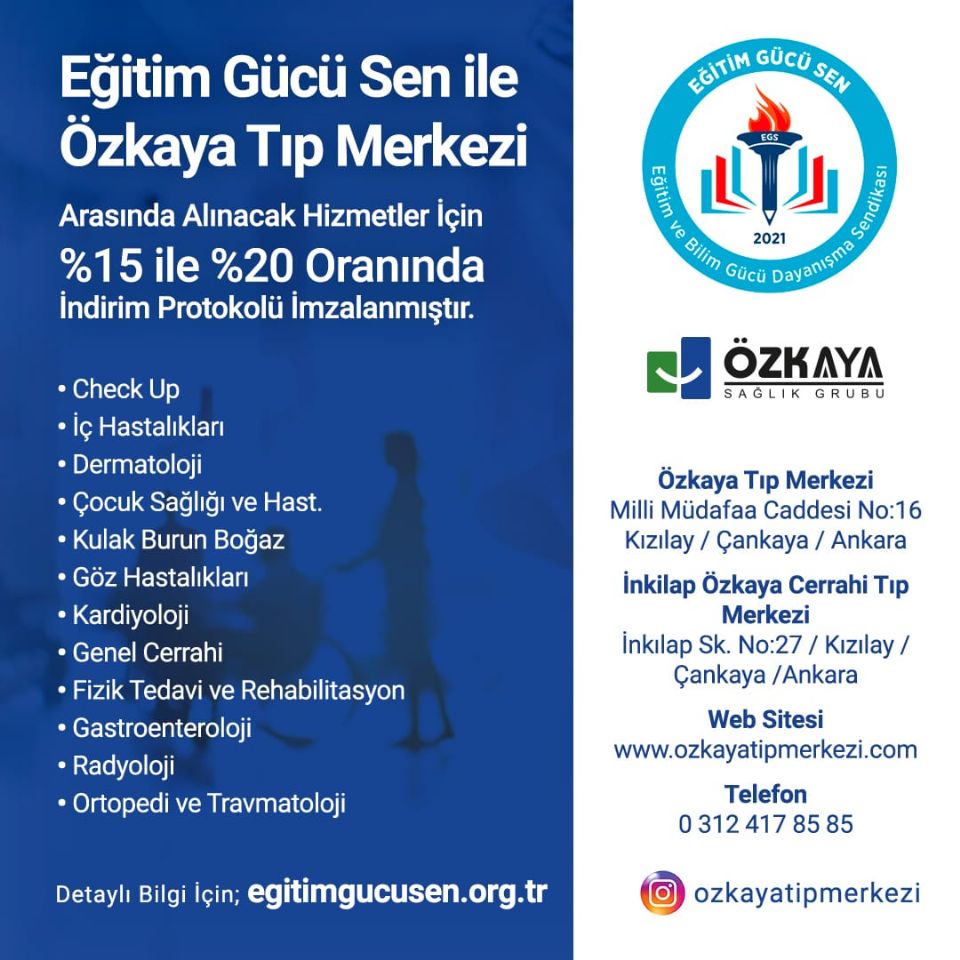 Özkaya Tıp Merkezi İle Üyelerimize Özel İndirim Anlaşması Yaptık