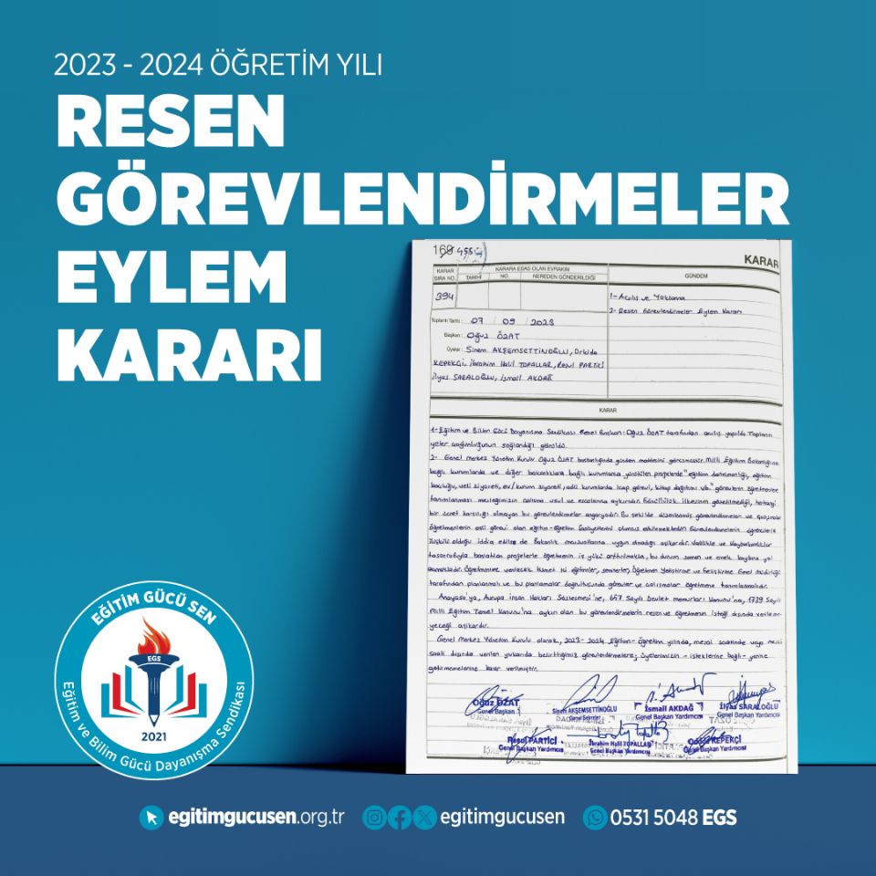 Resen Görevlendirmeler Eylem Kararı 2023-2024