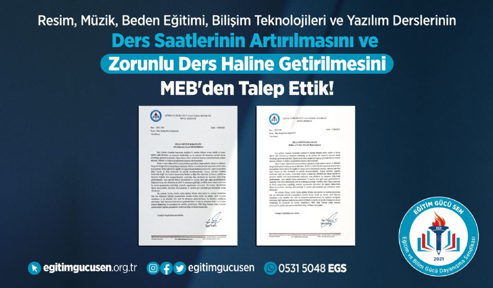 Resim, Müzik, Beden Eğitimi, Bilişim Teknolojileri Ve Yazılım Derslerinin Ders Saatlerinin Artırılmasını Ve Zorunlu Ders Haline Getirilmesini Meb'den Talep Ettik! Resim, Müzik, Beden Eğitimi, Bilişim Teknolojileri Ve Yazılım Derslerinin Ders Saatlerinin Artırılmasını Ve Zorunlu Ders Haline Getirilmesini Meb'den Talep Ettik!