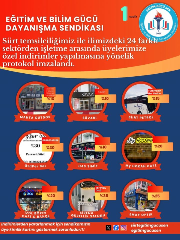 Siirt Temsilciliğimiz İle İlimizdeki 24 Farklı Sektörden İşletme Arasında Üyelerimize Özel İndirimler Yapılmasına Yönelik Protokol İmzalandı