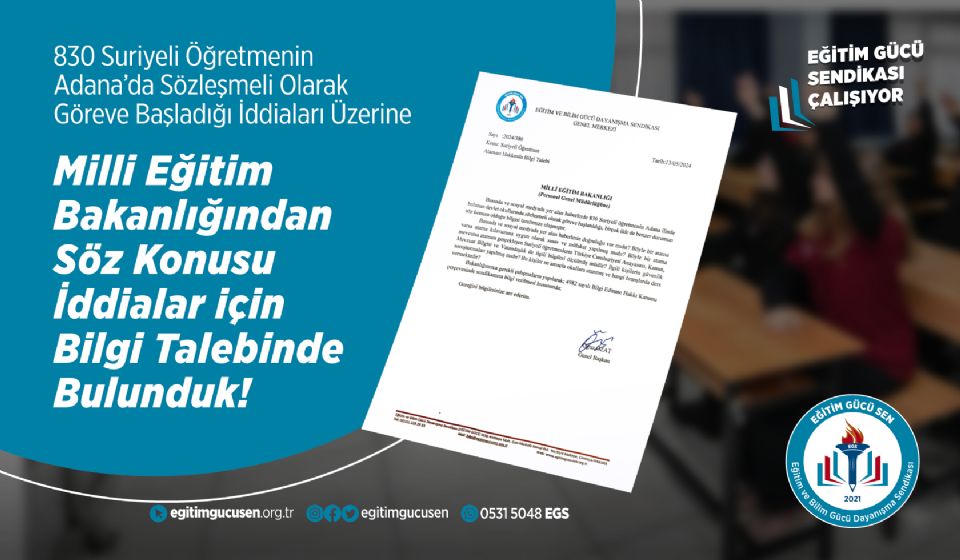 Suriyeli Öğretmenler Devlet Okullarına Atanmış mıdır? Milli Eğitim Bakanlığına Sorduk