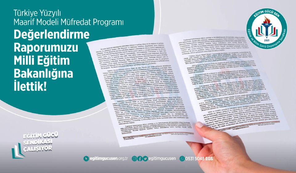 Türkiye Yüzyılı Maarif Modeli Müfredat Programı Değerlendirme Raporumuzu Milli Eğitim Bakanlığına İlettik