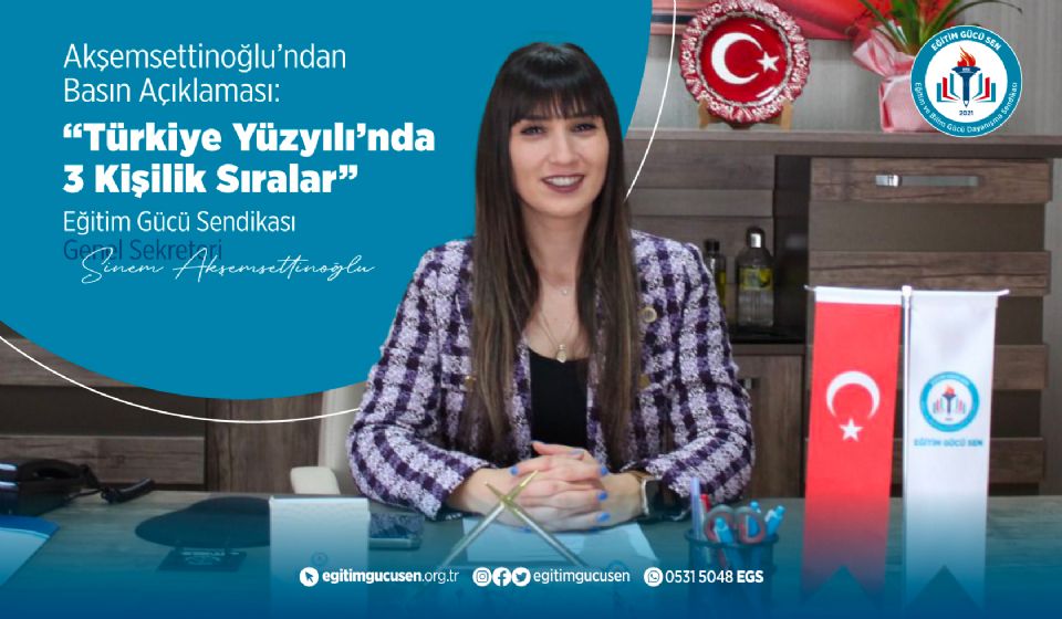 Türkiye Yüzyılında 3 Kişilik Sıralar