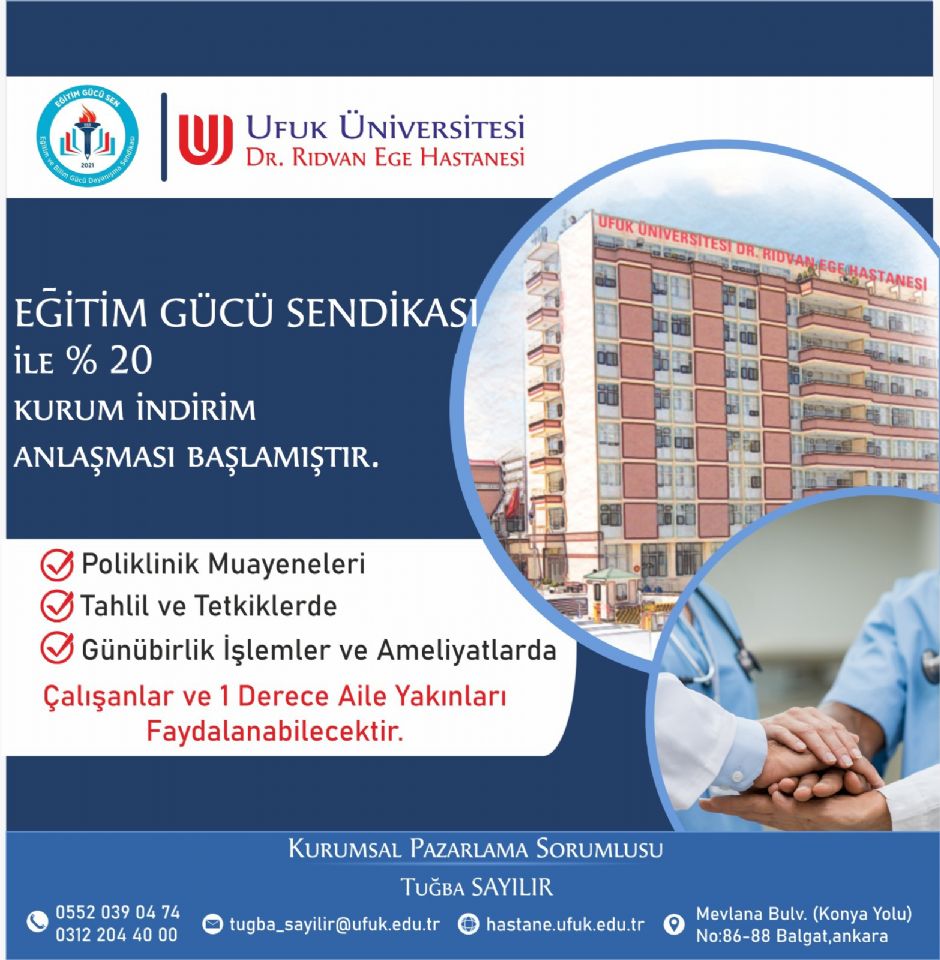 Ufuk Üniversitesi Dr. Rıdvan Ege Hastanesi İle İndirim Protokolü İmzaladık