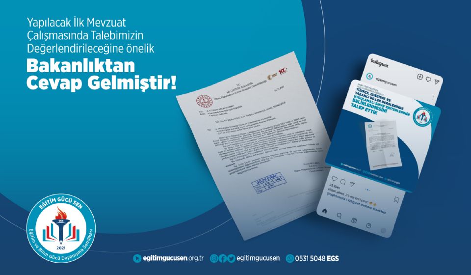 Uygulama Sınavları İle İlgili Yapılacak Olan İlk Mevzuat Çalışmasında Talebimizin Değerlendirileceğine Yönelik Bakanlıktan Cevap  Gelmiştir