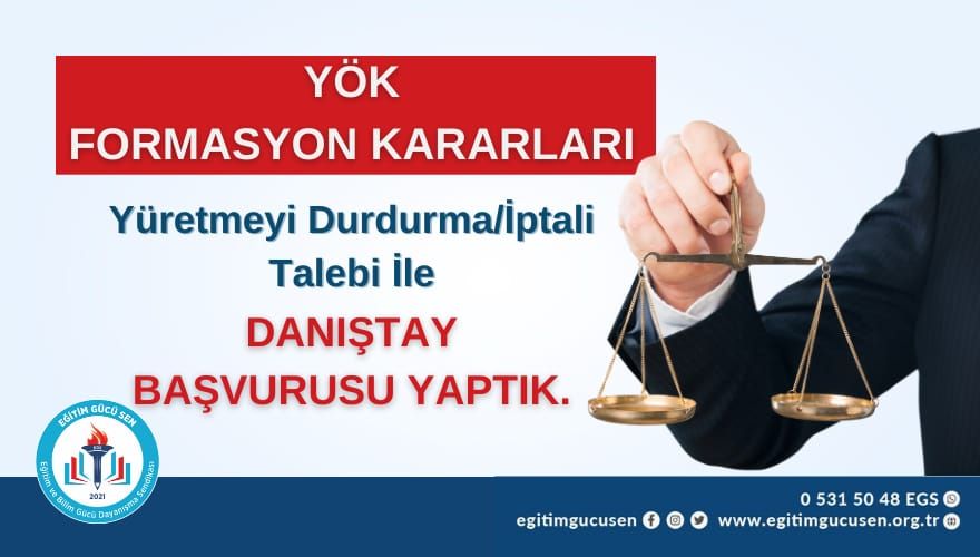 YÖK Formasyon Kararları Yürütmeyi Durdurma/İptali Talebi İle Danıştay Başvurumuzu Yaptık