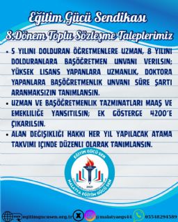 8.Dönem Toplu Sözleşme Taleplerimiz