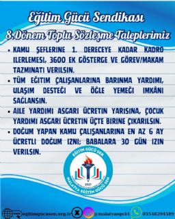 8.Dönem Toplu Sözleşme Taleplerimiz