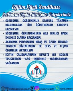 8.Dönem Toplu Sözleşme Taleplerimiz