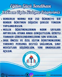 8.Dönem Toplu Sözleşme Taleplerimiz