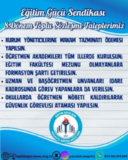 8.Dönem Toplu Sözleşme Taleplerimiz