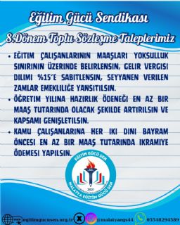 8.Dönem Toplu Sözleşme Taleplerimiz