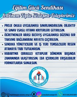 8.Dönem Toplu Sözleşme Taleplerimiz