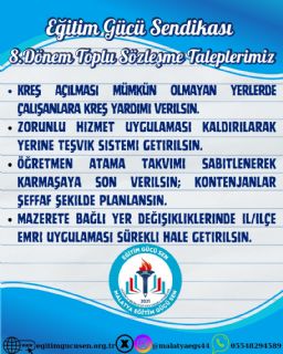 8.Dönem Toplu Sözleşme Taleplerimiz