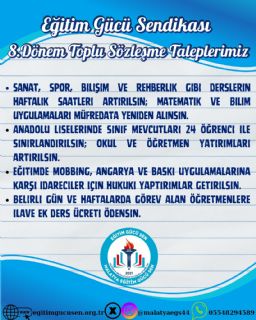 8.Dönem Toplu Sözleşme Taleplerimiz