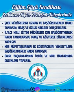 8.Dönem Toplu Sözleşme Taleplerimiz