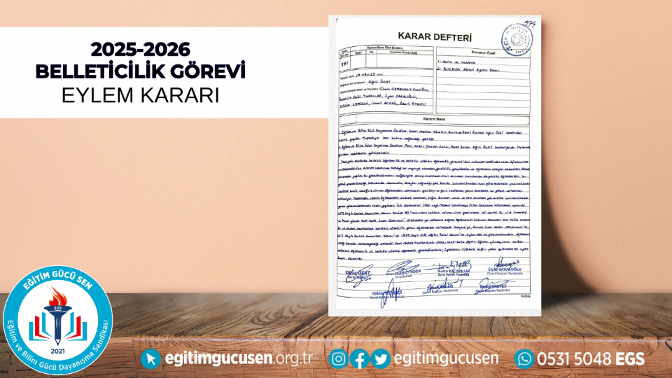 2025-2026 Belleticilik Görevi Eylem Kararı