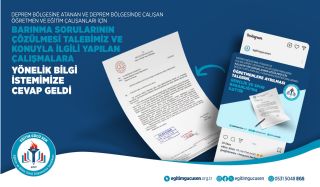 Deprem Bölgesine Atanan Eğitim Çalışanlarının Kalacak Yer Sorunlarının Çözüm Talebimize Bakanlıktan Cevap