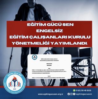Eğitim Gücü Sen Engelsiz Eğitim Çalışanları Kurulu Yönetmeliği Yayımlandı