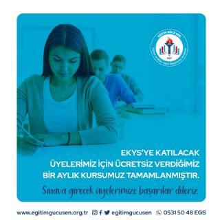 Ekys'ye Katılacak Üyelerimiz İçin Ücretsiz Verdiğimiz Bir Aylık Kursumuz Tamamlanmıştır.