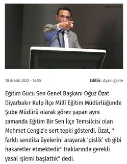 Oğuz Özat'tan, Diyarbakır'da Şube Müdürü De Olan Eğitim Bir Sen Temsilcisine Sert Tepki!