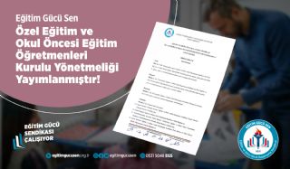 Özel Eğitim Ve Okul Öncesi Eğitim Öğretmenleri Kurulu Yönetmeliği Yayımlanmıştır